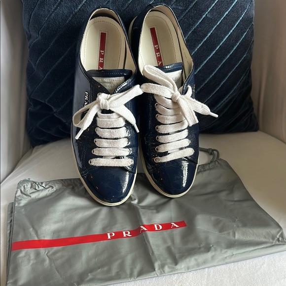 Prada Navy and Cream Sneakers - Picture 12 of 14